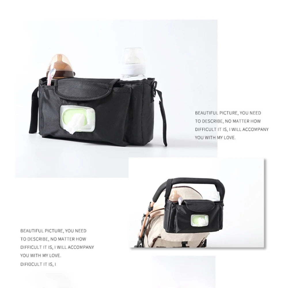 Multifunctional Baby Stroller Bag Large Capacity Waterproof Wet Wipe Hanging Bag Baby Care with Multiple Pockets