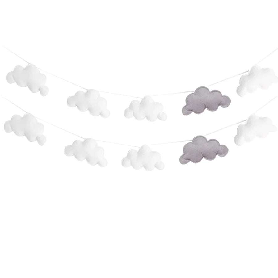 Ins Nordic Felt Cloud String Wall Hanging Decor Set 2 Piece Model Cloud String For Home Decor