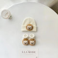 2PCS/Set New Cartoon Baby Hat Socks Cute Animal Woolen Warm Pullover Hats Winter Knitted Beanies Newborn Short Socks Boy Girl