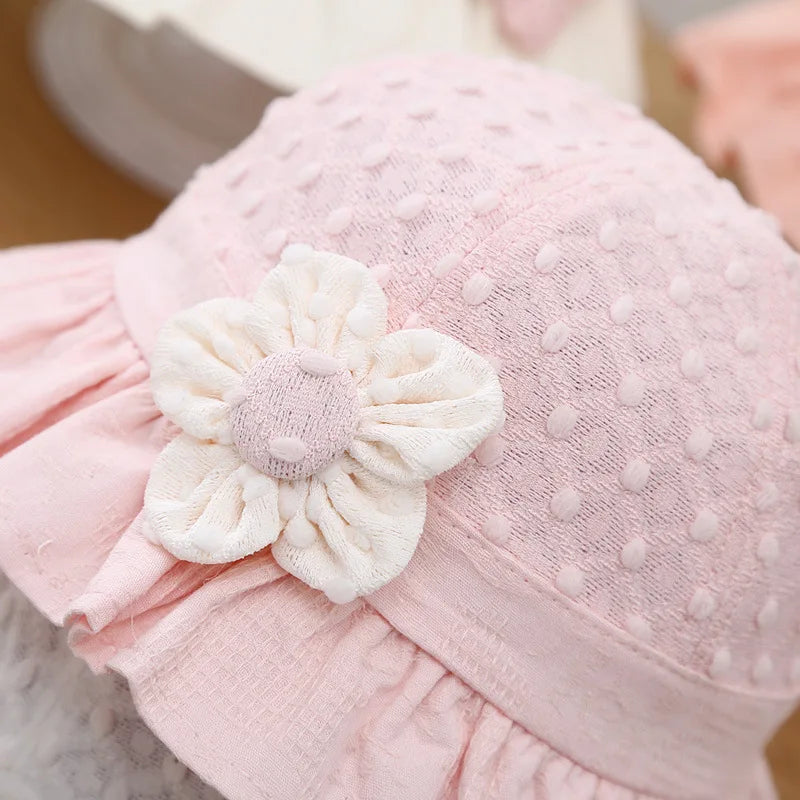 Lace Ruffle Baby Bucket Hats Flower Princess Girl Sunscreen Fisherman Cap Summer Thin Cotton Newborn UV Protection Sun Hat 3-18M