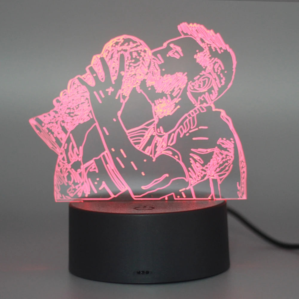 3D Illusion Night Light Messi 7 Color/16 Color Gradient Touch Switch LED Night Light Table Lamp (Crackle White)