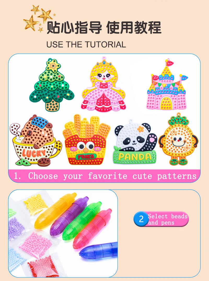 Handmade Set Beads Pen DIY Girls Toys Creative ballpoint pen painting Princess Rainbow Christmas Pattern Girl Gifts Toy for Kids