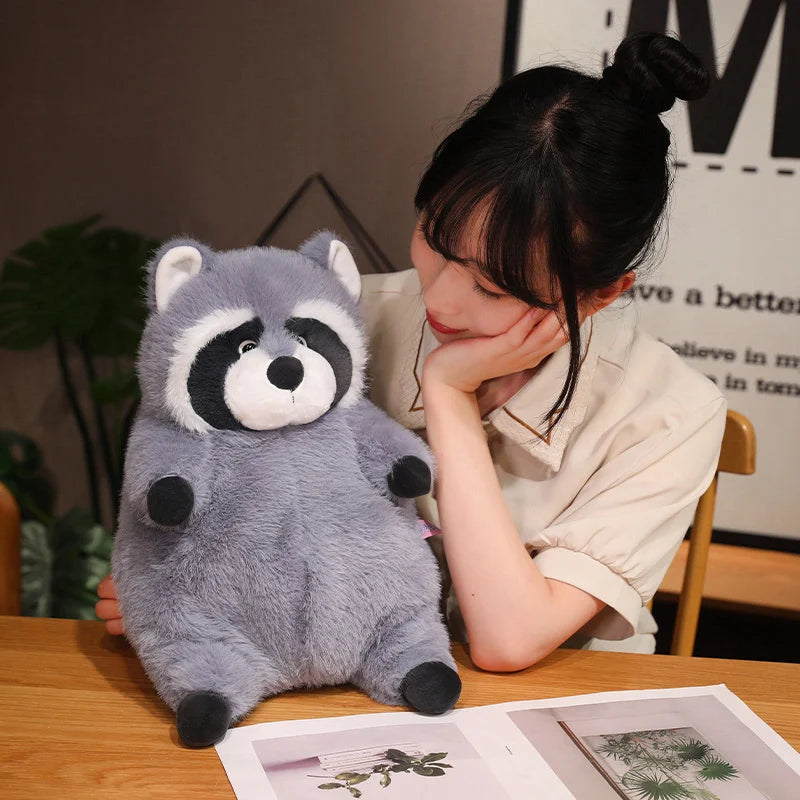 Artificial Fat Raccoon Plush Doll Grey Round Raccoon Animal Plush Toy Super Soft Christmas Gift For Boys And Girls