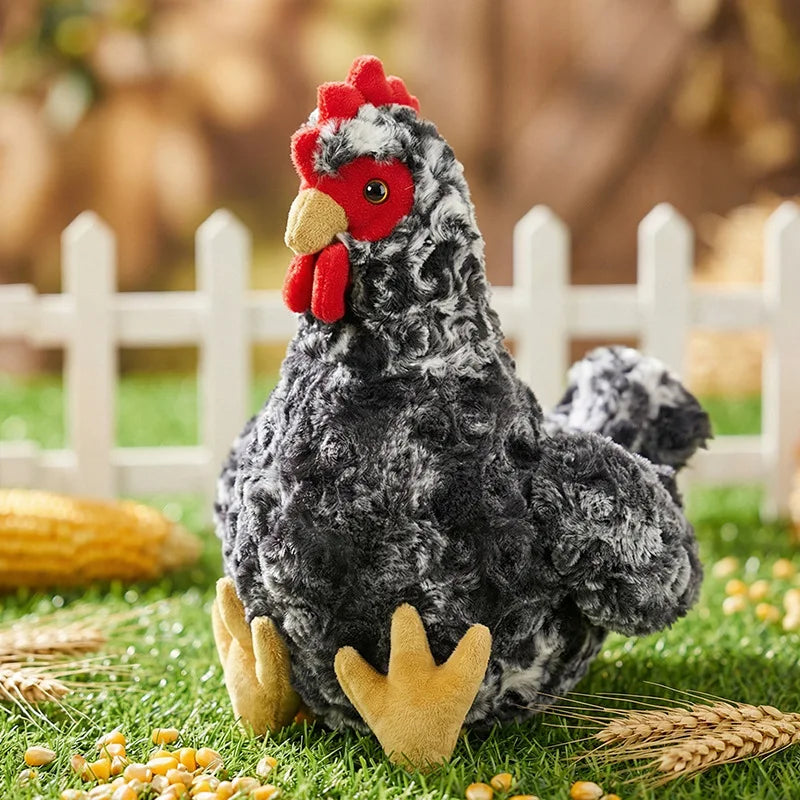 2026 New Simulation Chubby Rooster Hen Black-bone Chicken Fluffy Simulation Animal Poultry Stuffed Soft Lifelike Huggable Pillow