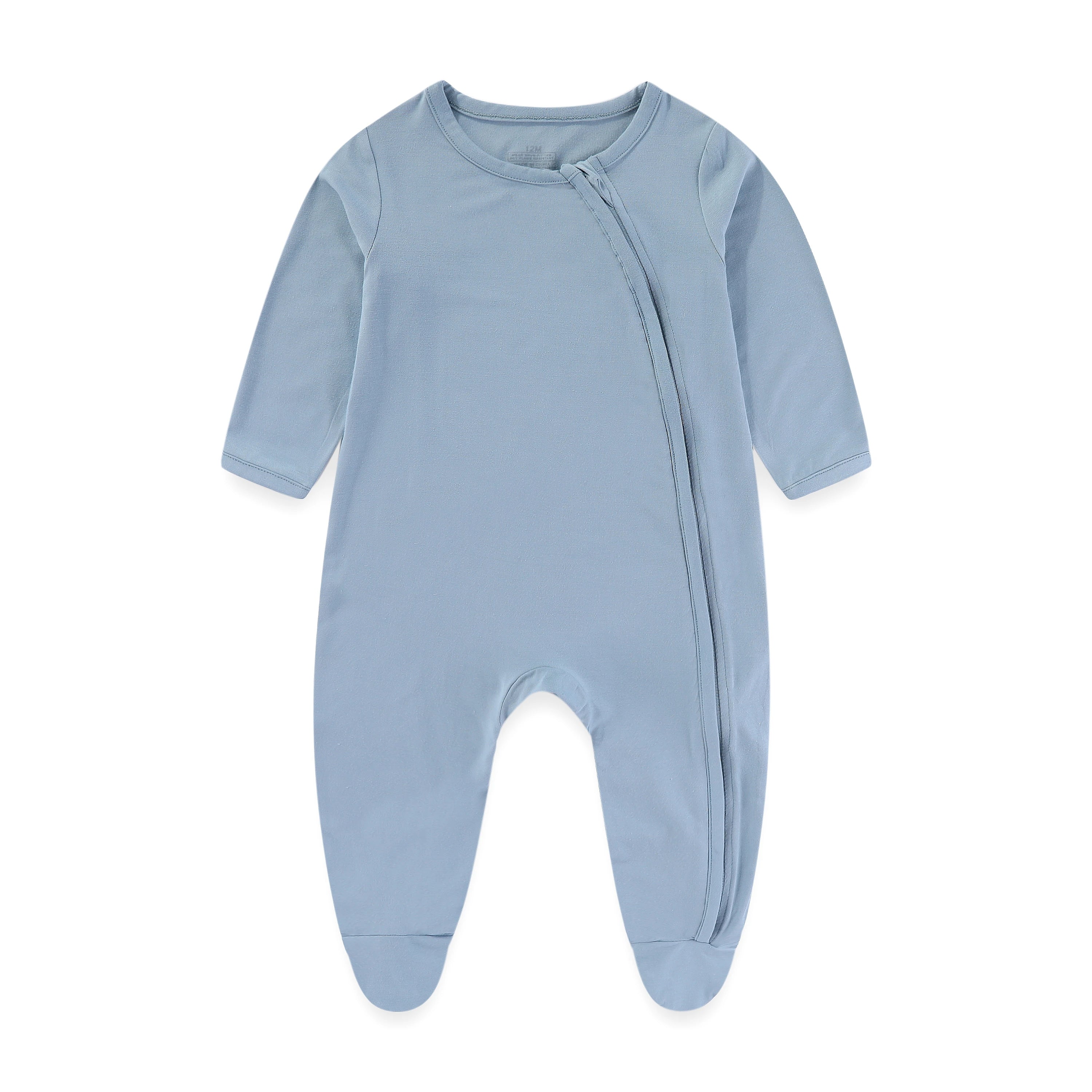 Four Seasons Baby Footed Jumpsuit Unisex Solid Color Zipper Romper For Newborns Soft Clothes FS01
