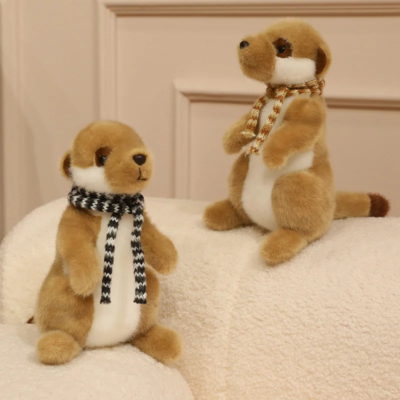 Accompanying Decoration 1pc 22cm Lovely Meerkat Plush Toy Cute Meerkat Doll With Scarf Stuffed Soft Animal Toy Kawaii Toy Gifts