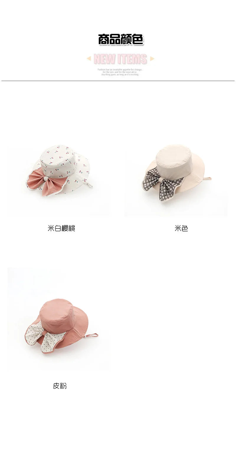 girls' spring and summer sun protection children's Korean-style fashion casual outdoor travel sunshade shawl and fisherman hat
