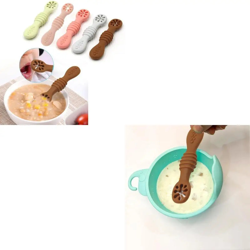 Baby-Led Weaning Silicone Spoon Learning Feeding Training Utensils Newborn Toddler Tableware 425F