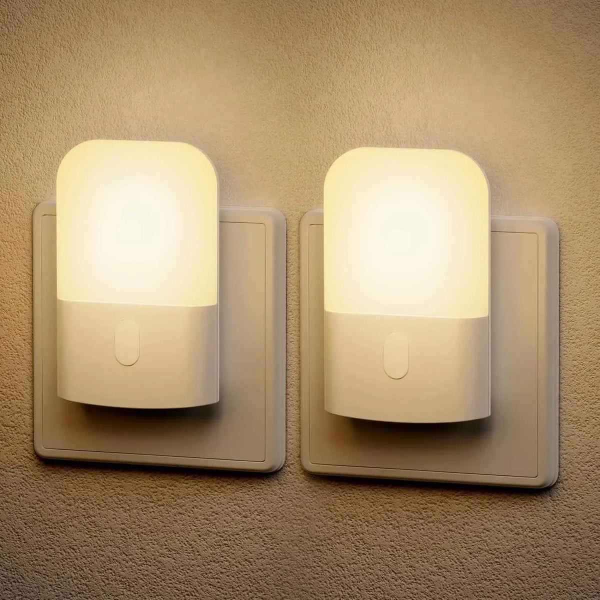 Dimmable Plug In LED Night Light With On Off Switch 2700K Soft Warm Dusk to Dawn