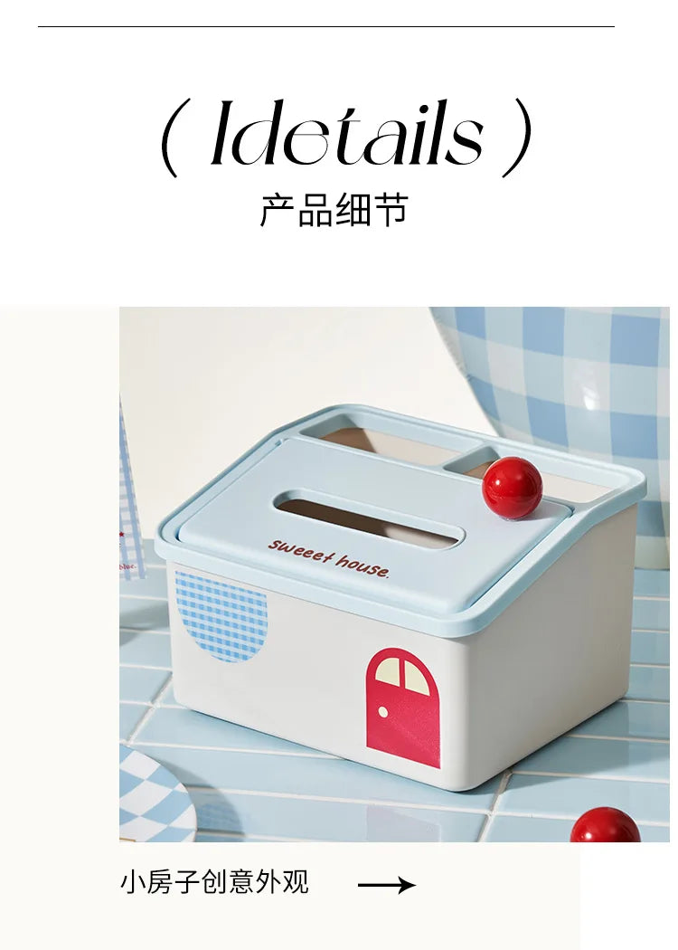 Cartoon Tissue Box Desktop Multi Functional Large Capacity Storage Box Cute Paper Towel Box Paper Drawer for Room Coffee Table