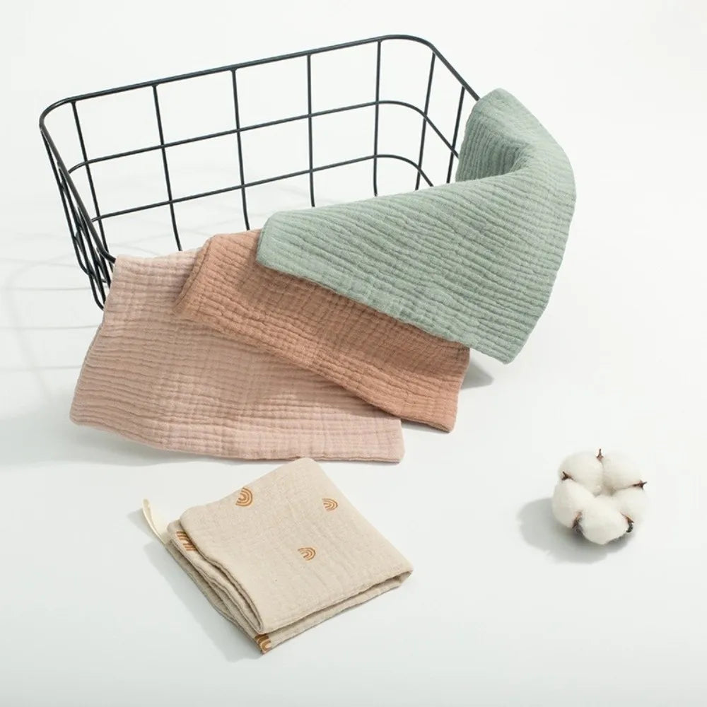 New 4-Layer Pure Cotton Baby Cotton Washcloth Absorbent Gauze Cotton Square Towels Soft Baby Towels Newborn Burp Cloth