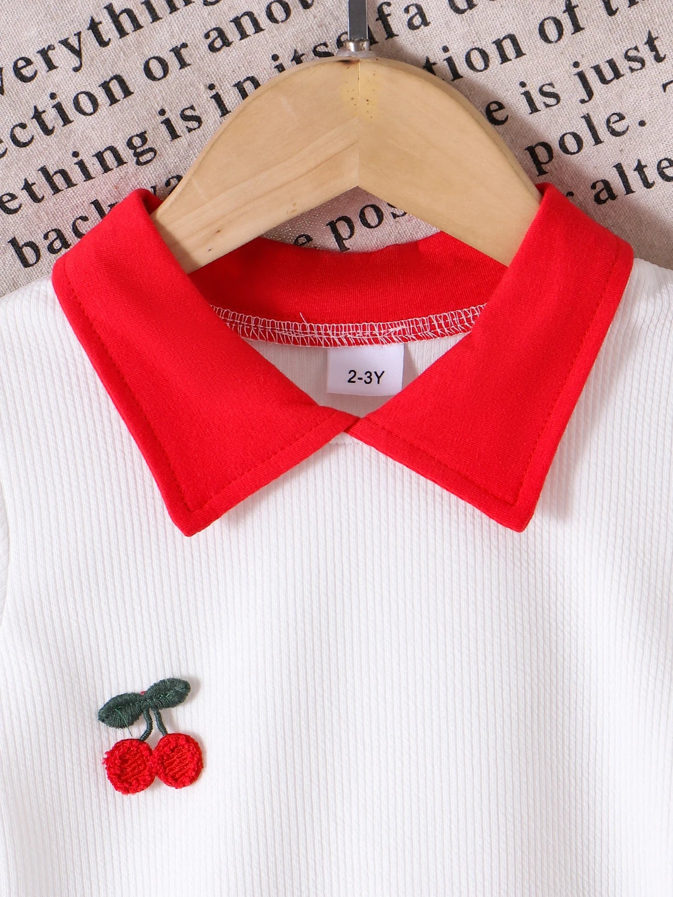 2pc Summer Cross-Border New Style Girls Are Comfortable and Cute 2-7 Years Old Red Collar White Short-Sleeved T-Shirt + Red Skir