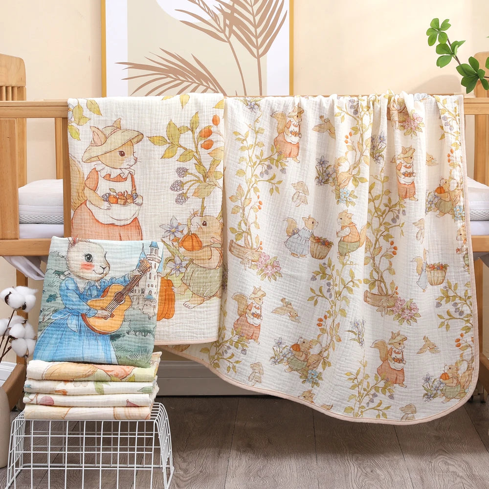Cartoon baby bath towel, newborn swaddle blanket, baby wrap, children's coverlet