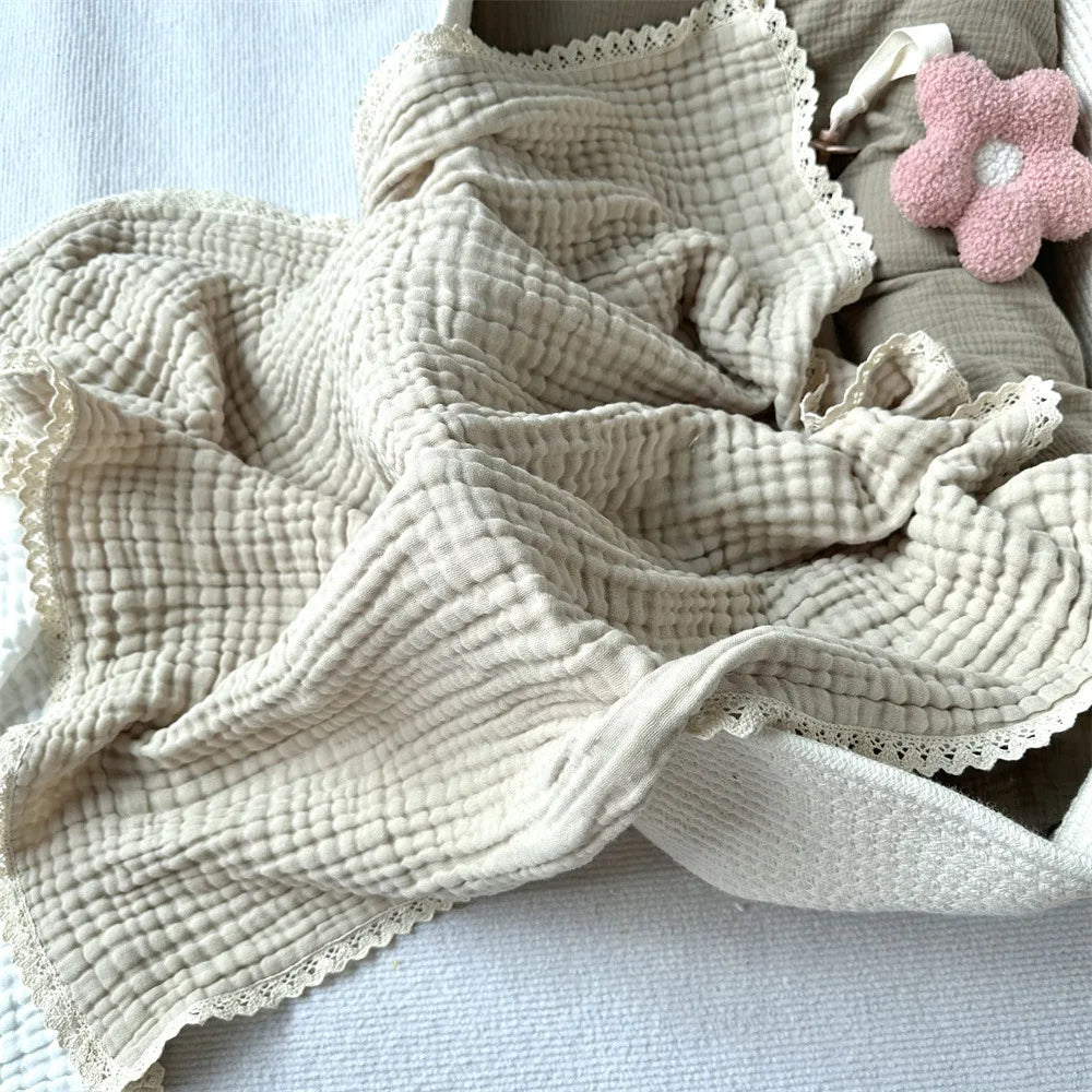 Newborn Baby Bath Towel 6 Layer Gauze Muslin Swaddle Cotton Receive Blankets Swaddling Wrap Lace Langer New Born Diapers Bedding