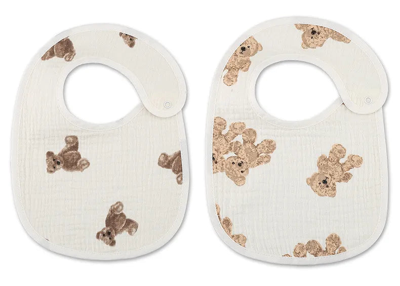 2pcs/set Waterproof Baby Bibs Cotton Infant Feeding Bib Newborn Burp Cloths Bandana for Kids Boys Girls Soft Saliva Towel