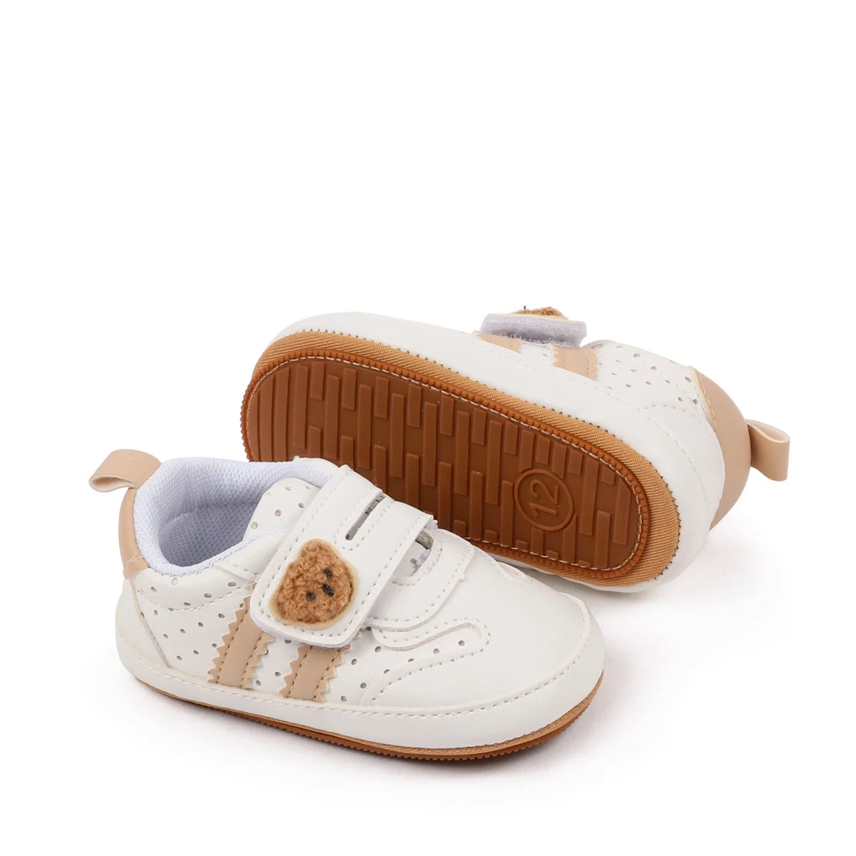 2025 0-18 Months Baby Boys Girls Sneakers Cute Bear Embroidery Infant First Walking Shoes Non-Skid Athletic Shoes