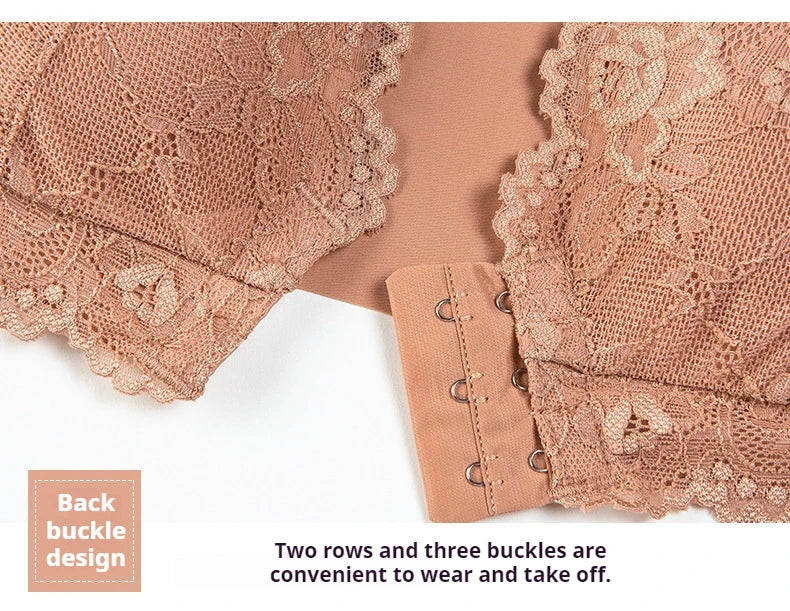 1 Piece Front Buckle Bra without Steel Ring Gathered Small Breasts Lace Non-marking Tank Top Underwear Female