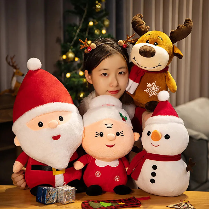 1pc 23cm-50cm Cute Santa Claus Snowman Elk Granny Plush Toys Christmas Decor Dolls Stuffed Soft For Baby Kids Gift
