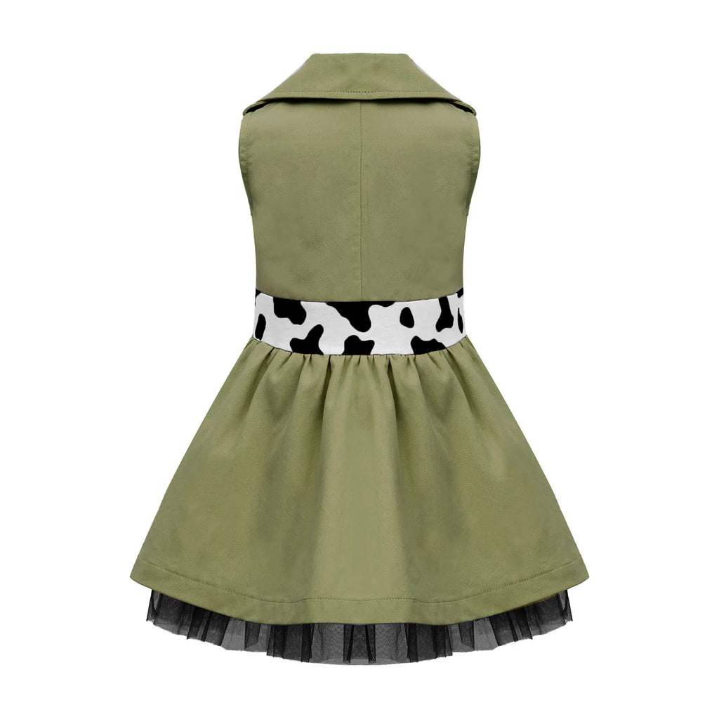 Toddler Baby Girls Zookeeper Suit Sleeveless Cute Animal Embroidery Tulle Dress Birthday Party Cake Smash Zoo Keeper Outfits