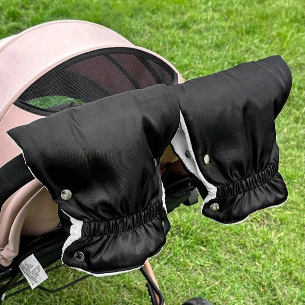 1 Pair Thickened Winter Stroller Gloves Windproof Soft Velvet Handrail Gloves Warm Waterproof Stroller Mitten Shopping