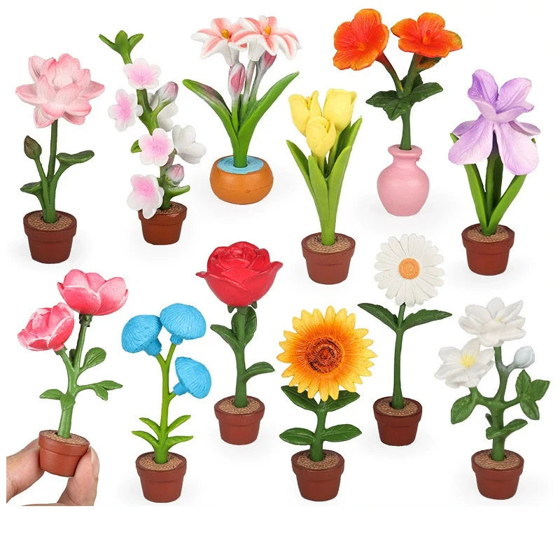 Montessori Flower Potted Plant Ornament Sunflower Small Size Model Lan Educational Decor For Home And Classroom