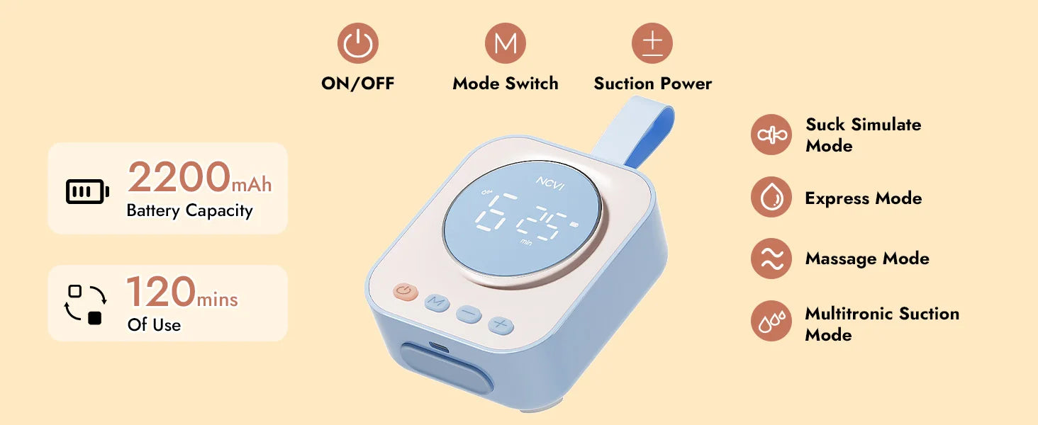 NCVI 2025 Hands Free Wearable Breast Pump,Combined with Strong Motor and Wearable Cups, 4 Modes 9 Levels, 21/24/28mm, Low Noise