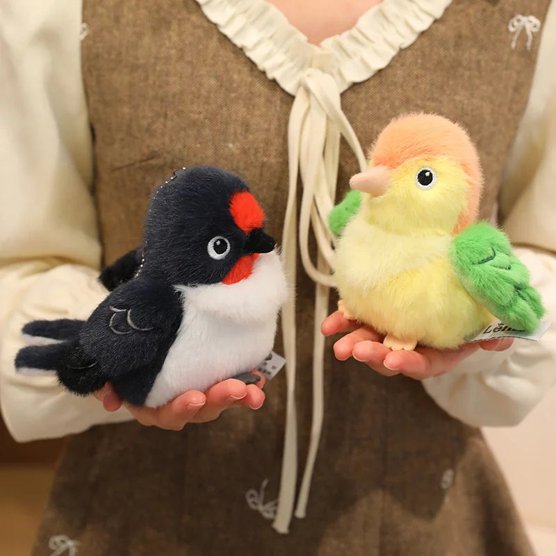 Hot 1pc 14cm Kawaii Birds Plush Pendant Toys Keychain Simulation Parrot Bird Nest Plush Keyring Anime Cute Gifts For Girls Kids