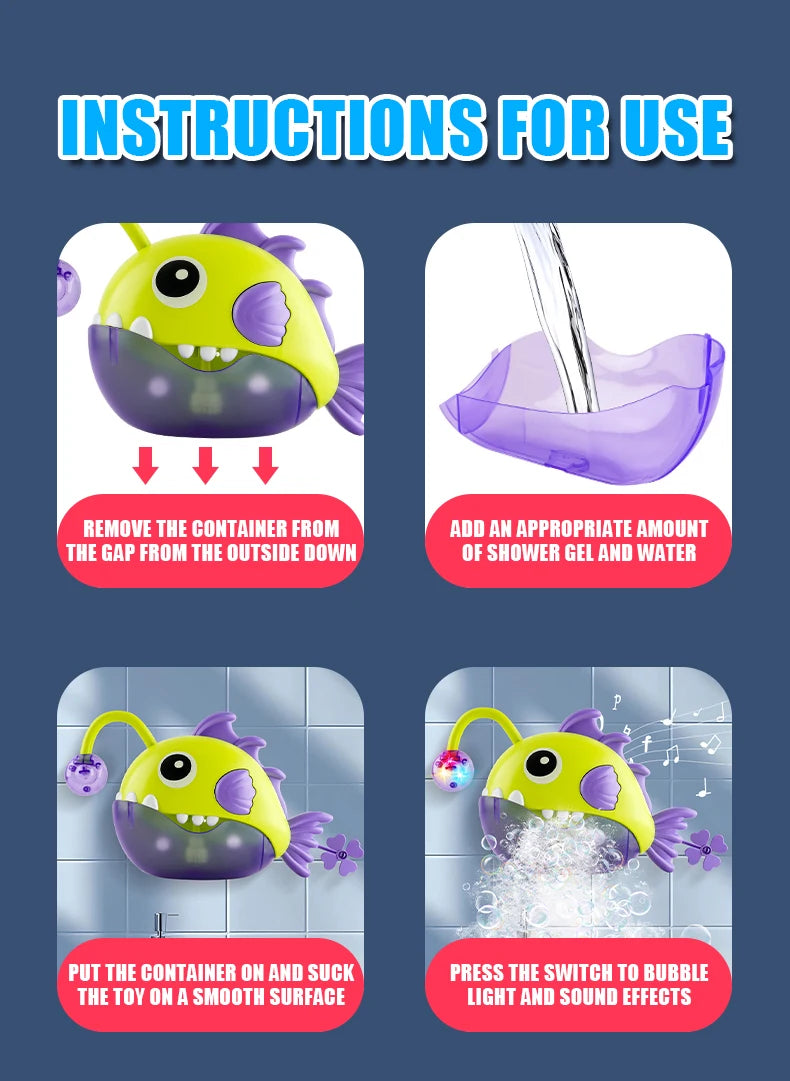 Baby Bath Soothing Toy, Bathroom Bubble Machine, Children's Fish Tank Water Play, Electric Early Education Bubble Blower