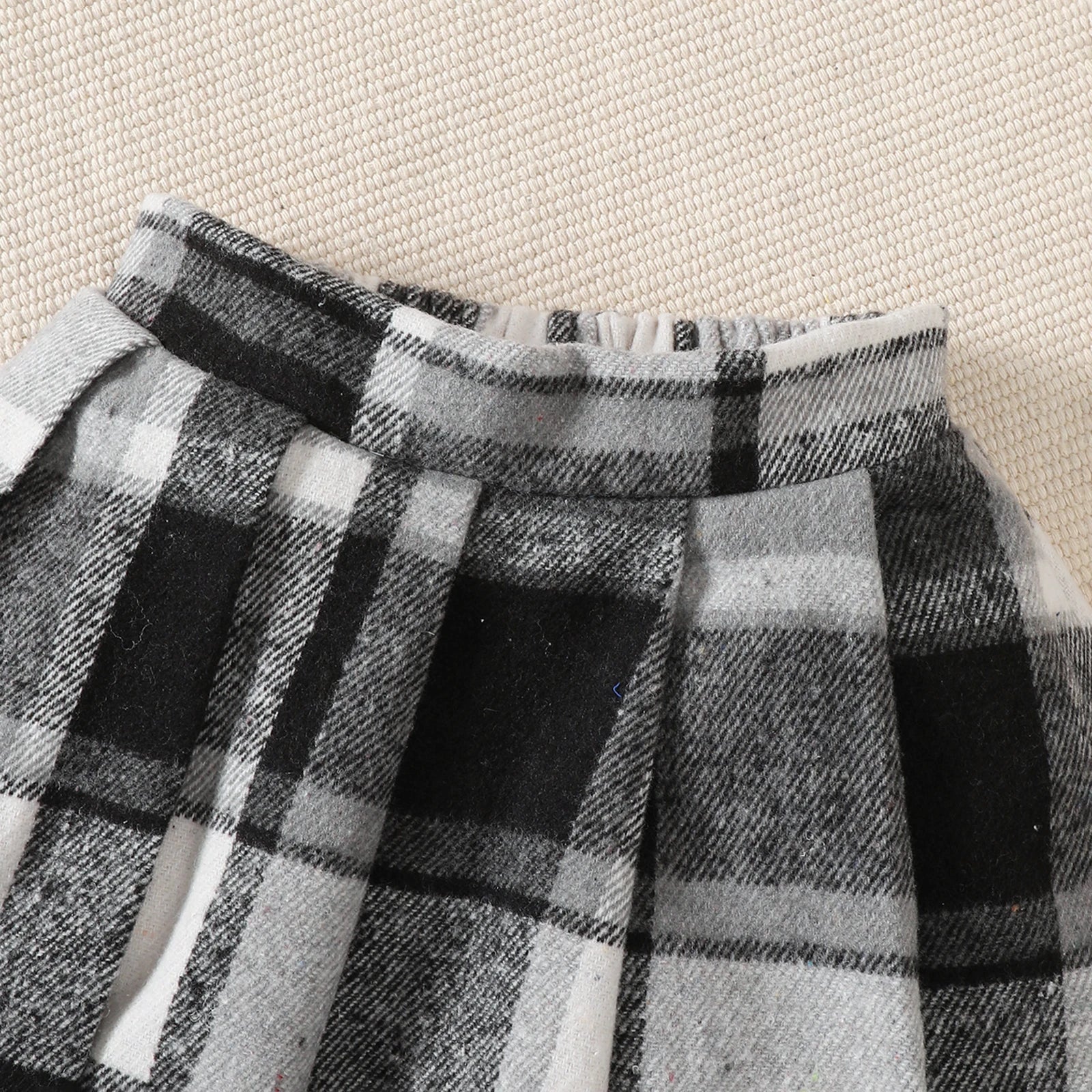 Girls' Set Lapel Splicing Long Sleeve+Checkered Skirt+Mini Bag 3Pcs/Set for 4-7 Year Old Girls' Spring and Autumn Fashion Set