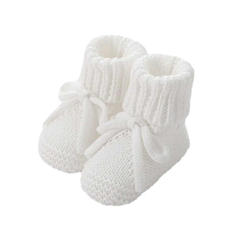Adorable Baby Bow Knit Shoes Soft Crawling Sock Children's Handmade Cotton Floor Socks with Cute Bow Bands 0-12 Months Sock Shoe