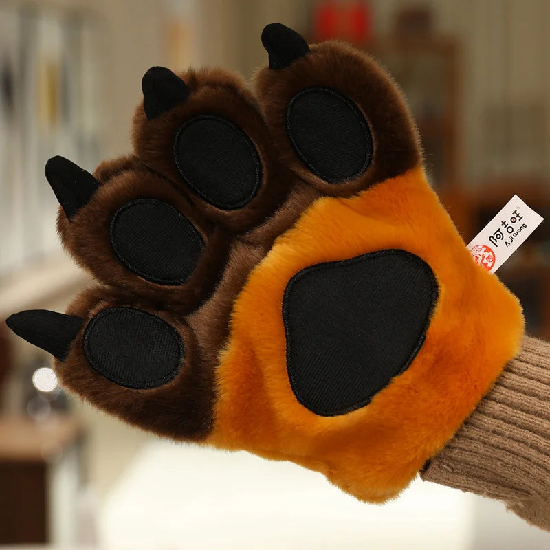 25cm Animal Claws Gloves Soft Stuffed Plush Toys Dog Bear Tiger Paws Plush Gloves Cosplay Costume Photograpy Props Charm Gifts