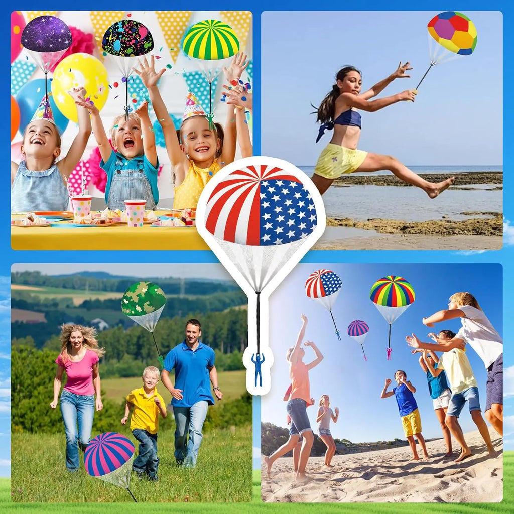 6pcs/lot Parachute Toy Outdoor Flying Parachute Hand Throw Army Man Flying Toys for Kids Outdoor Halloween Easter Christmas Toys
