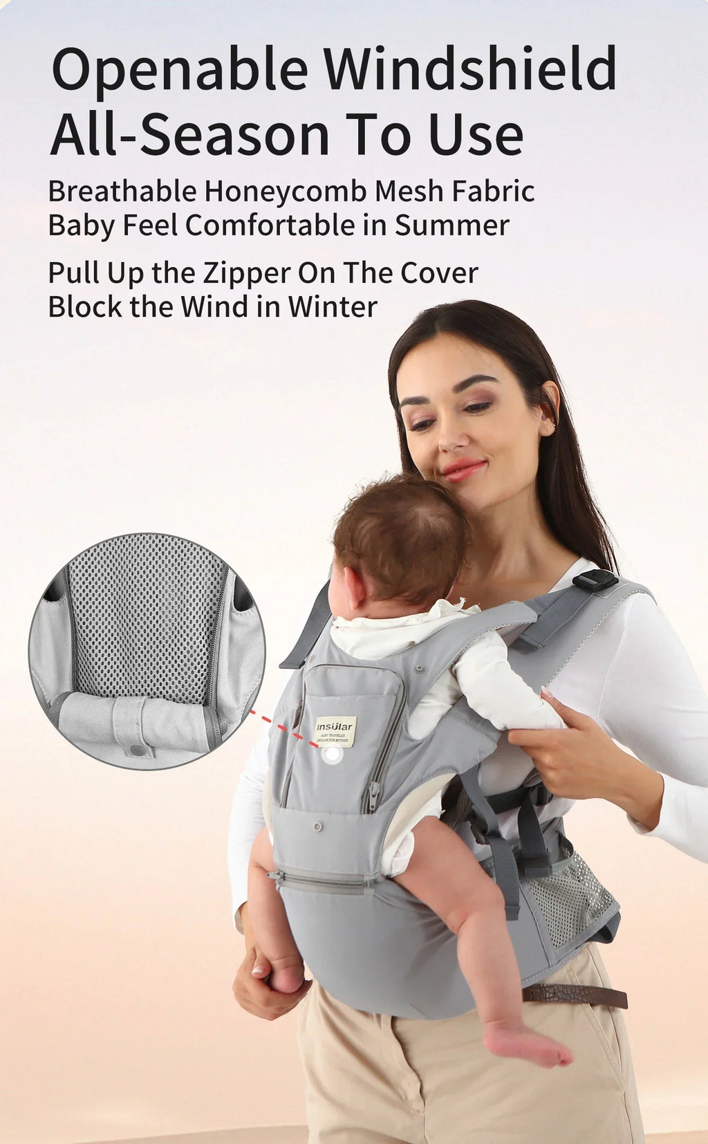 INSULAR 3 In 1 Baby Carrier Multi-functional Child Waist Stool Breathable Waist Stool With Hip Seat Front Hold Portable 0-2Y