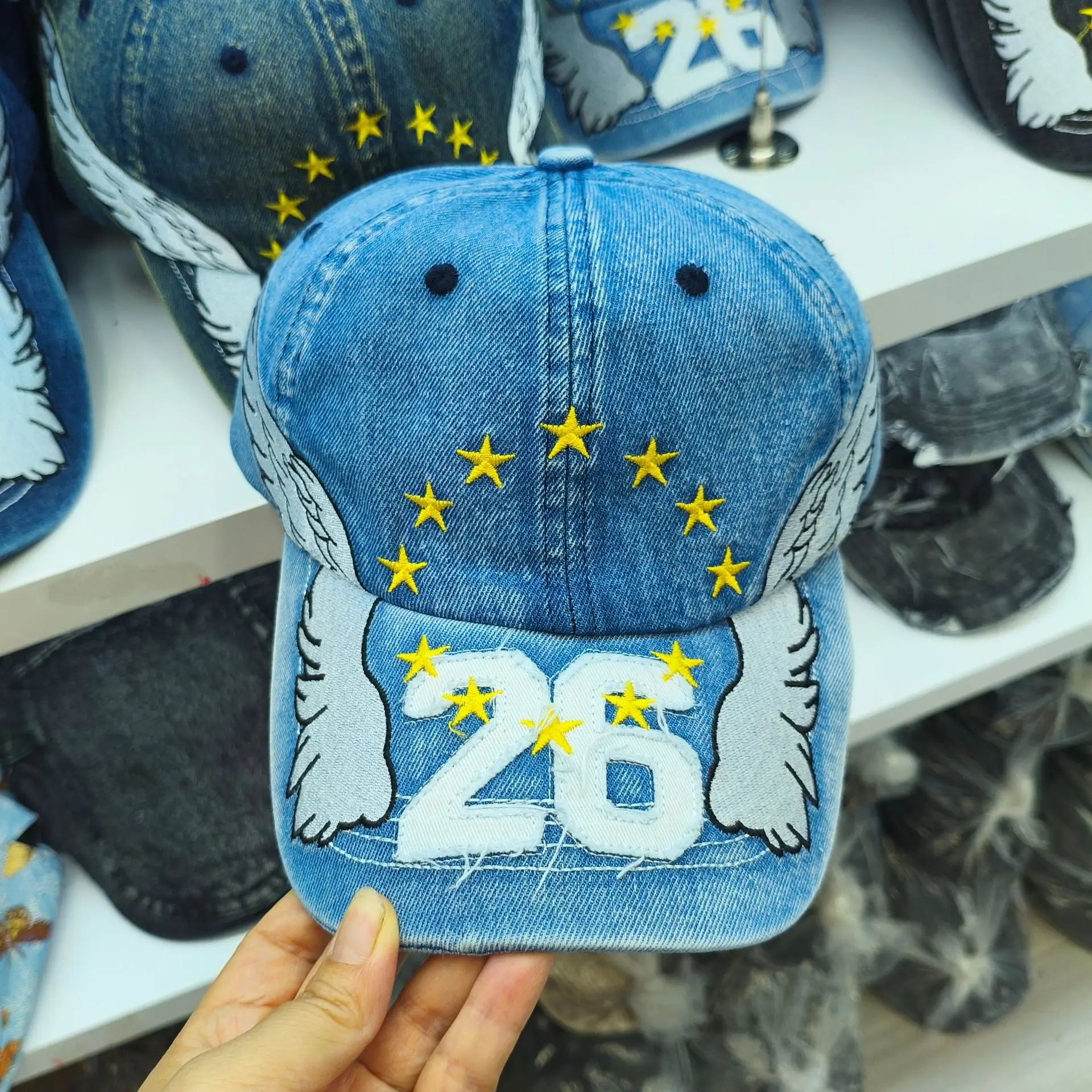 Denim Embroidered Baseball Cap for Men and Women retro baseball cap, versatile for spring and autumn, sun protection hat