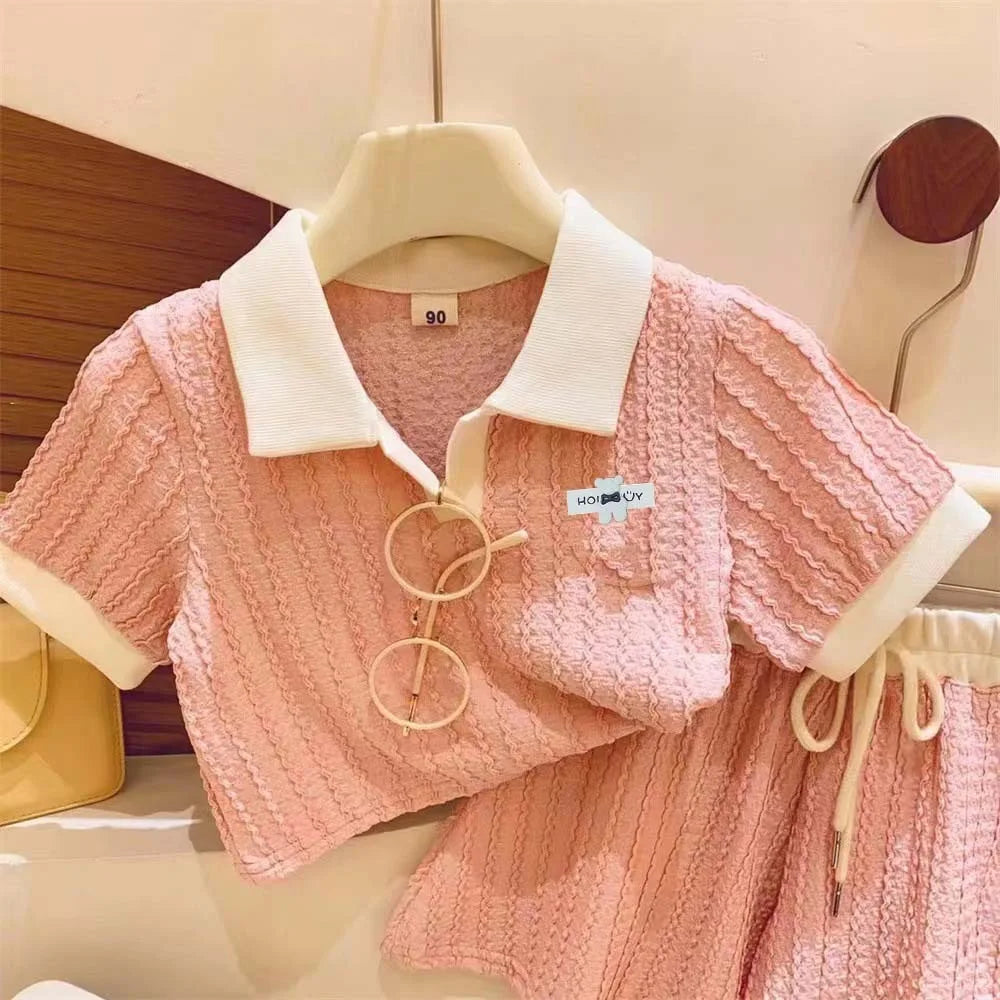 1Set Summer Baby Girls Clothes Kids Cute Sweet Casual Short Sleeve Top+Short Pant Outfit Sets Children Comforts Sportswear