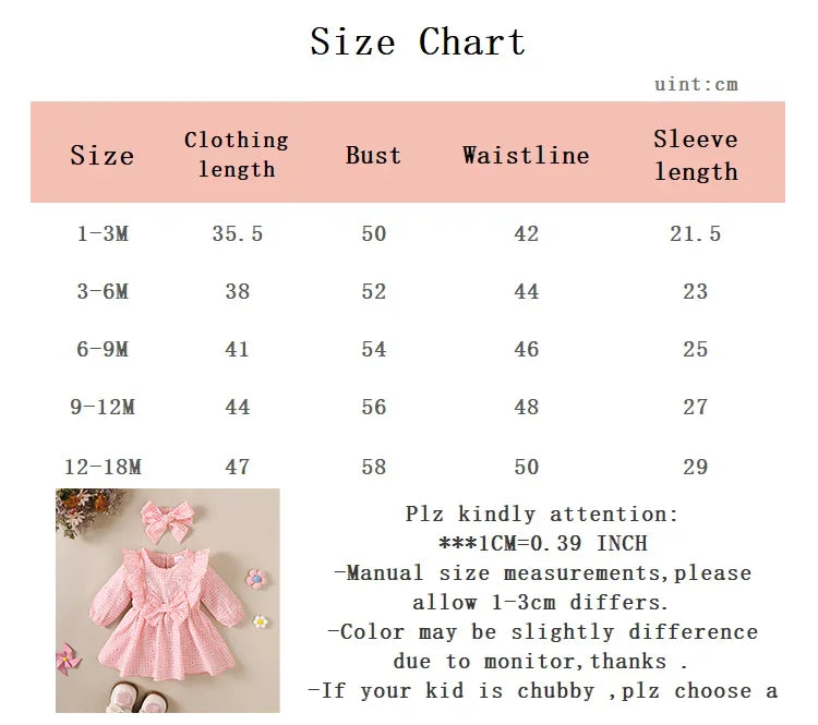 Baby girl Sweet Dress Round Neck Small Floral plaid Long sleeved Dress suitable for 0-18 Months Cute Baby girl Autumn Dress