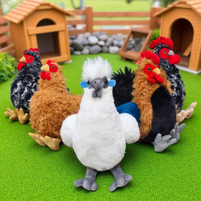 2026 New Simulation Chubby Rooster Hen Black-bone Chicken Fluffy Simulation Animal Poultry Stuffed Soft Lifelike Huggable Pillow