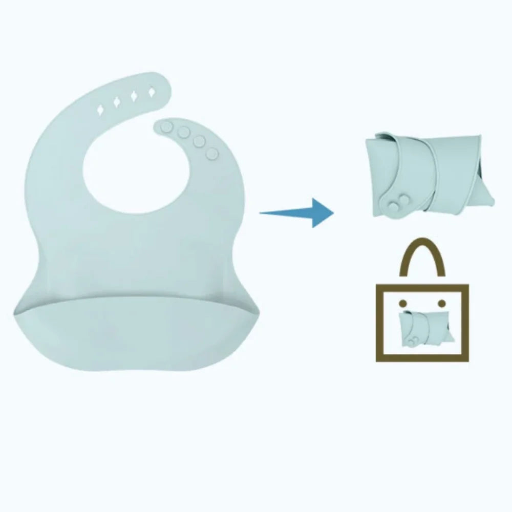 New Baby Bibs BPA Free Waterproof Soft Silicone Saliva Solid Dripping Bib Cartoon Print Adjustable Lunch Aprons Baby Accessories