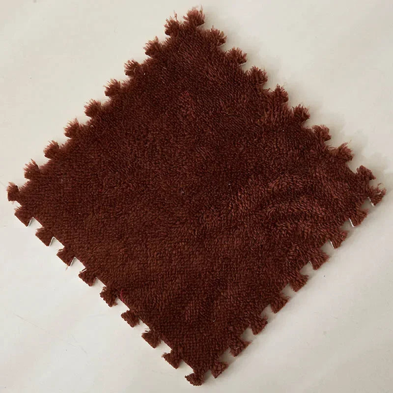 Soft Plush Kids Rug Play Mat 30x30cm Interlocking Puzzle Tiles for Floor Cushion