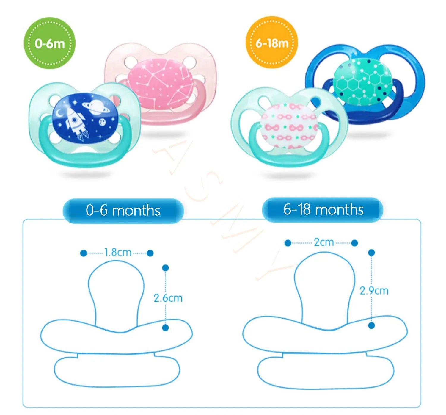 Dr. Brown's pacifier / silicone material / soft newborn baby to 0-6-12-18 months baby use