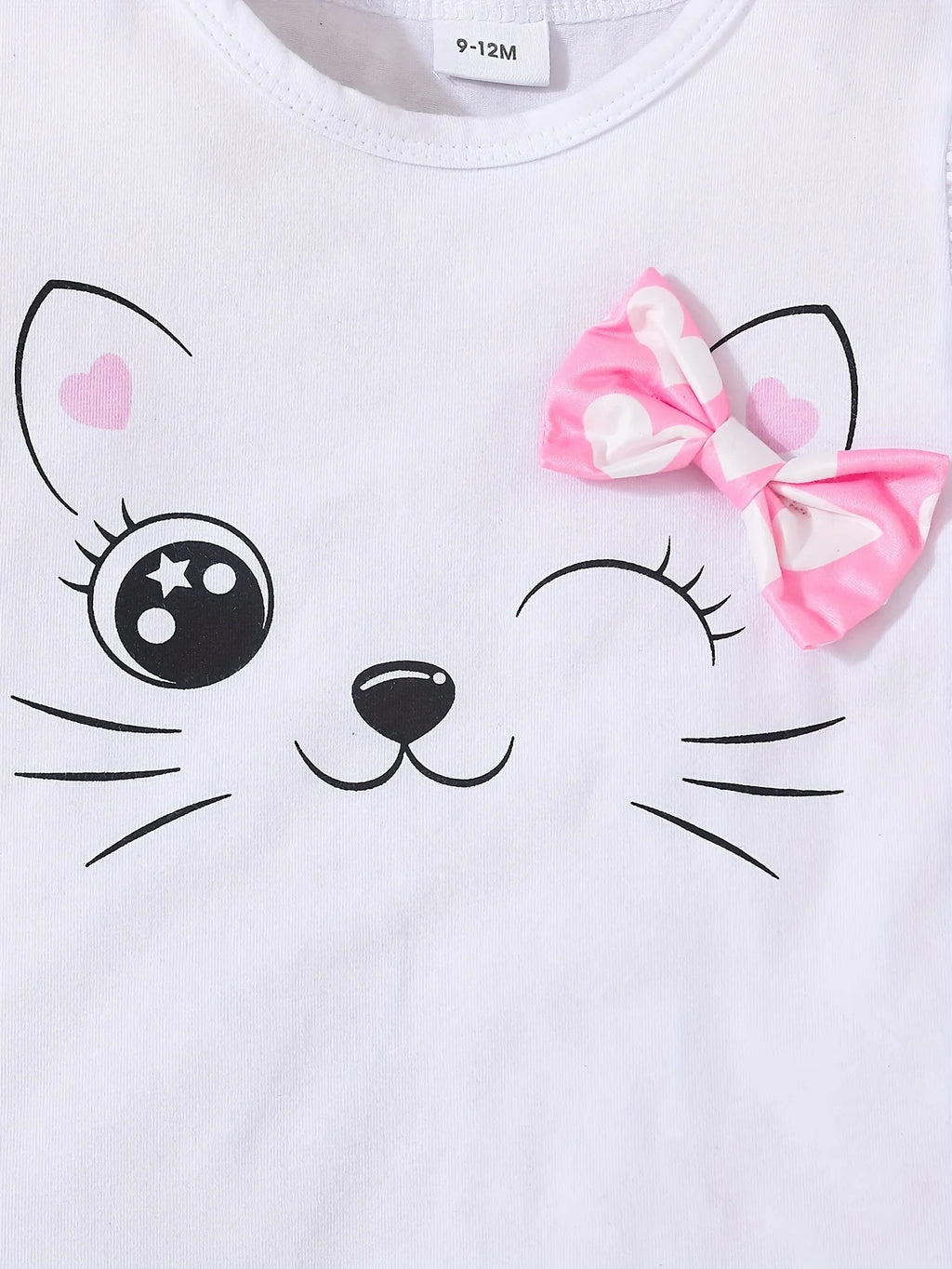 2Pcs Baby Girl Cute Kitten Top +love Printed Shorts Set 0-3 Year Old Toddlers Summer Casual Style Clothing for Little girls