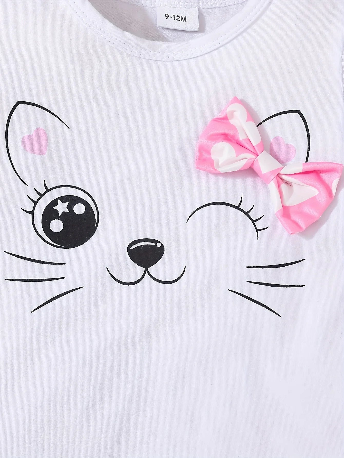 2Pcs Baby Girl Cute Kitten Top +love Printed Shorts Set 0-3 Year Old Toddlers Summer Casual Style Clothing for Little girls