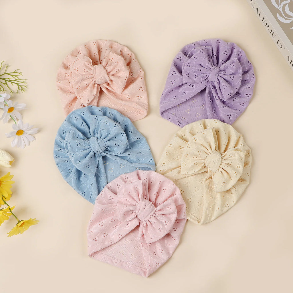 Double Layer Soft Knit Newborn Beanie Big Bow Hollow No Brim Infant Girls Pullover Hat Baby Photo Props Head Cap