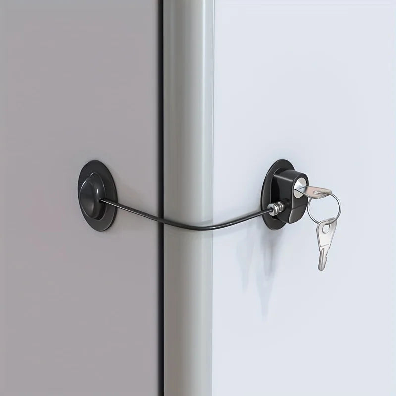1/2Pcs Strong Adhesive Teenager Safety Stainless Steel Refrigerator Lock with 2 Keys Suitable for Cabinet Locks Drawer Locks