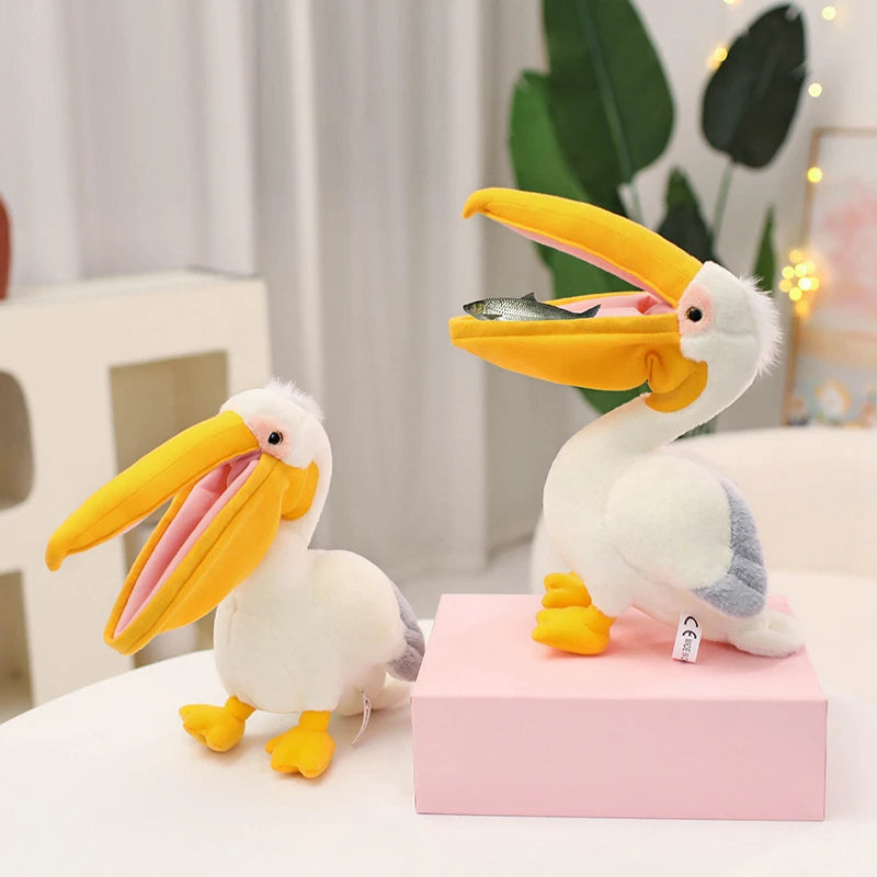 New Cartoon Pelican Plush Toys Realistic White Pelican Stuffed Bird Animal Soft Dolls Promotional Cheap Christmas Birthday Gifts