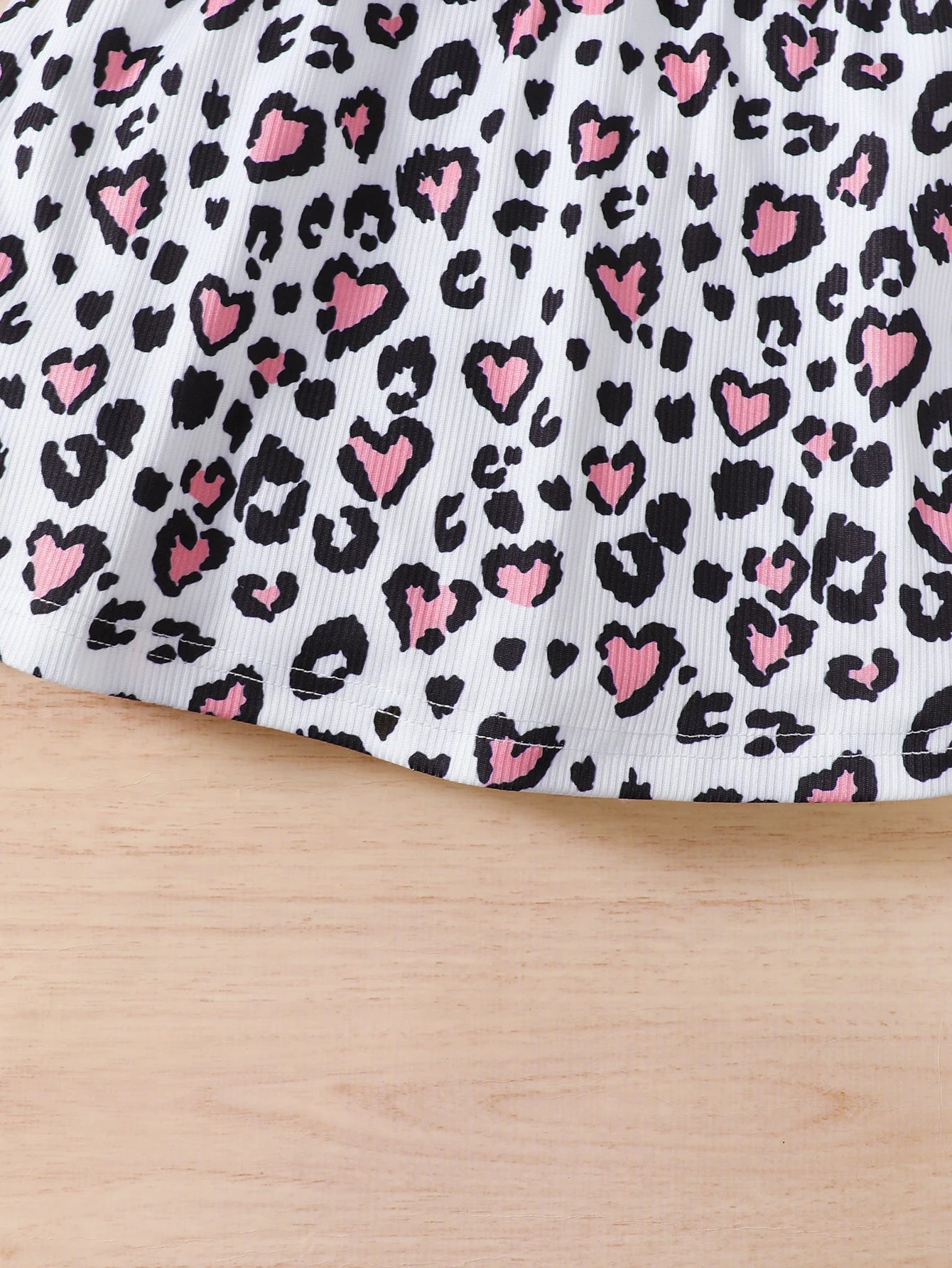 2Pcs Children's clothing Girl Flying sleeve White Top Leopard Print Bow Skirt Set for 4-7 Year old Girls Summer Fashion Set