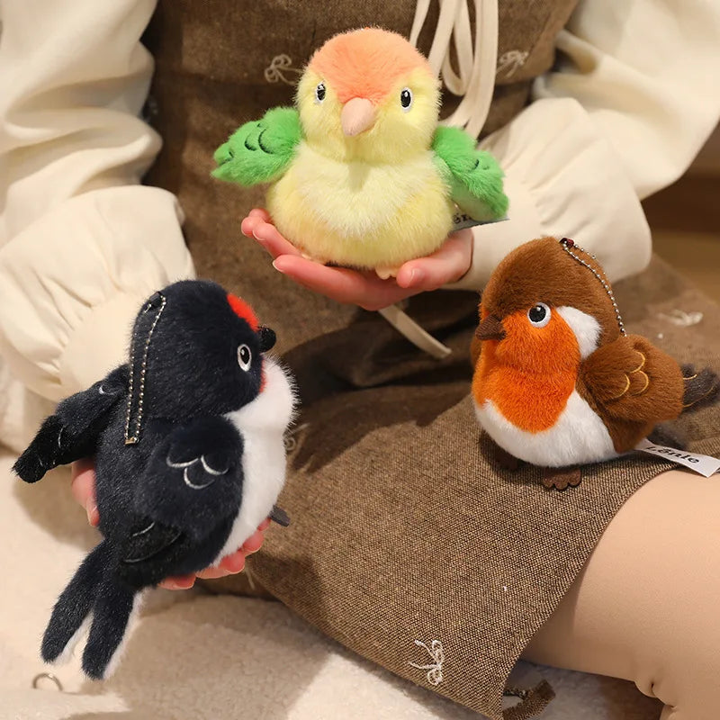Hot 1pc 14cm Kawaii Birds Plush Pendant Toys Keychain Simulation Parrot Bird Nest Plush Keyring Anime Cute Gifts For Girls Kids