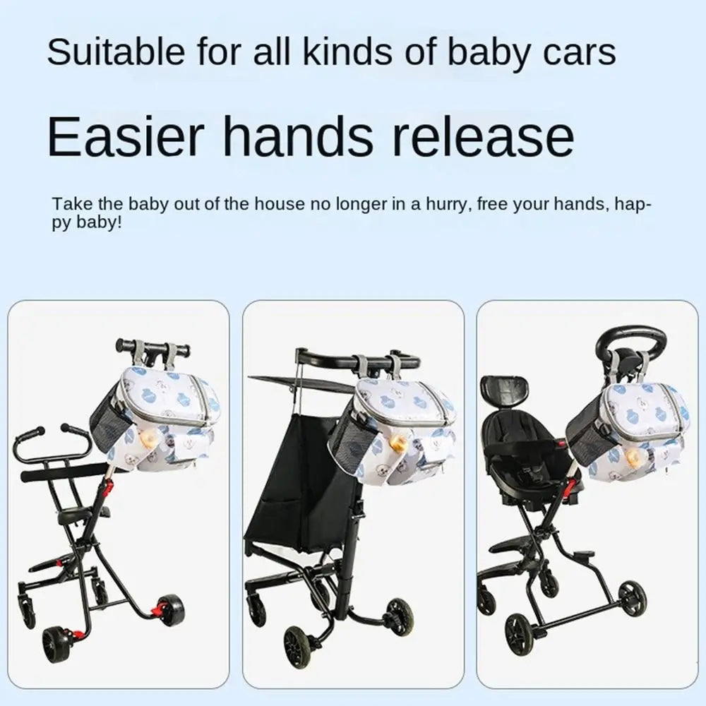 Multifunction Baby Pram Organizer Oxford Cloth Waterproof Baby Stroller Hanging Bag Diaper Bottle Storage Large-capacity