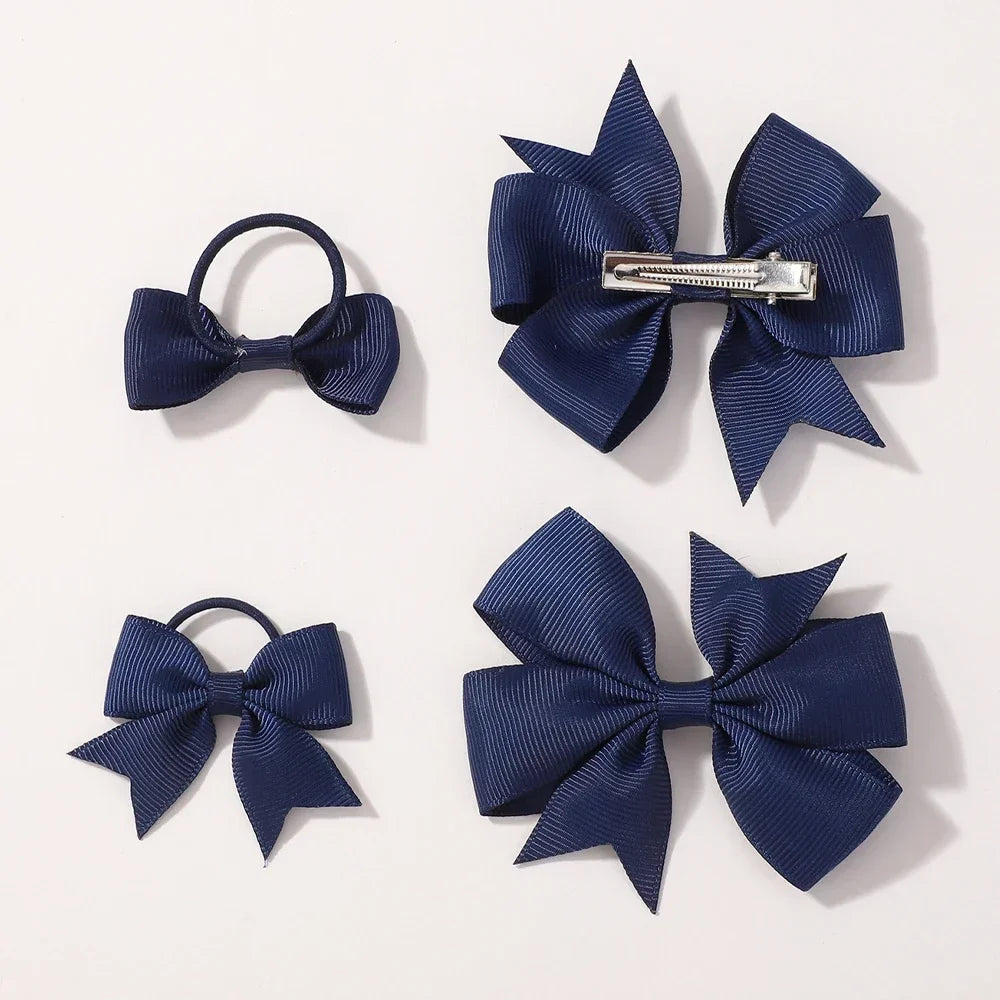 9Pcs Girls Hair Accessories Set Ribbon Bows Bowknot Hairbands Headband Lovely Cheer Hairwear for Kids Boutique Children