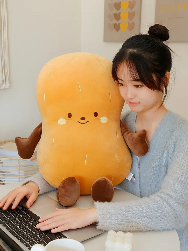 Adorable Cartoon Smile Peanut Plush Throw Pillow Soft Comfy Sleeping Pillow Back Pillow For Chair Creative Home Decor Nice Gift
